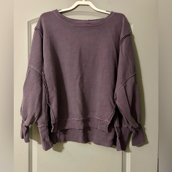 Free People Lavender Oversized Crew Neck Sweater - Picture 3 of 4